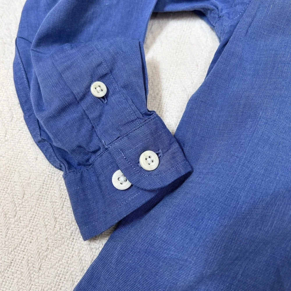 VINTAGE 90s Talbot Kids Blue Button Up Shirt. Long sleeve. 100% cotton. sz 7